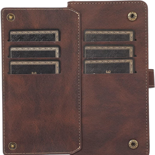 Leather Wallet Magnetic Case Shockproof Leather Flip Wallet Cover with 9 Card Slots Credit Card Holder for iPhone 14 PLUS - FREE SHIPPIMG