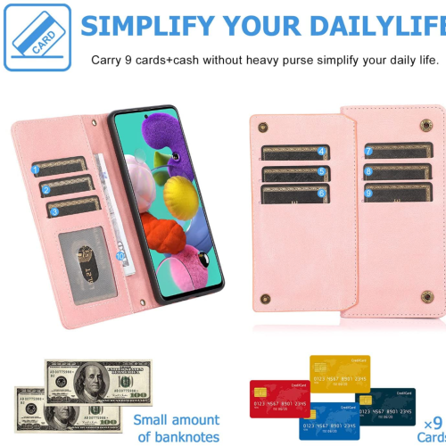 Leather Wallet Magnetic Case Shockproof Leather Flip Wallet Cover with 9 Card Slots Credit Card Holder for iPhone 14 PLUS - FREE SHIPPIMG