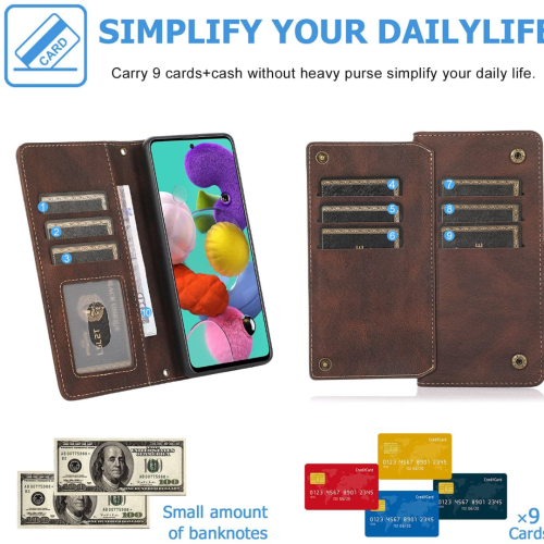 Leather Wallet Magnetic Case Shockproof Leather Flip Wallet Cover with 9 Card Slots Credit Card Holder for iPhone 14 PRO - FREE SHIPPING