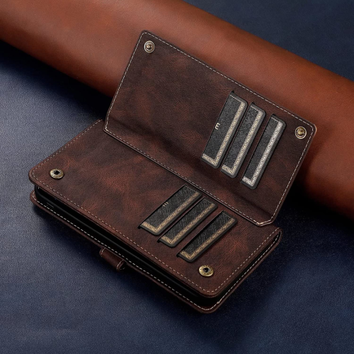 Étui-portefeuille en cuir magnétique étui-portefeuille rabat en cuir antichoc avec 9 fentes pour cartes de crédit pour iPhone 14 - EXPÉDITION GRATUITE