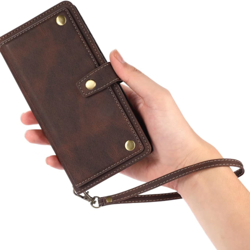 Étui-portefeuille en cuir magnétique étui-portefeuille rabat en cuir antichoc avec 9 fentes pour cartes de crédit pour iPhone 14 - EXPÉDITION GRATUITE