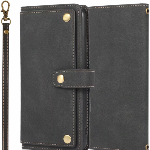 Étui-portefeuille en cuir magnétique étui-portefeuille rabat en cuir antichoc avec 9 fentes pour cartes de crédit pour iPhone 14 - EXPÉDITION GRATUITE