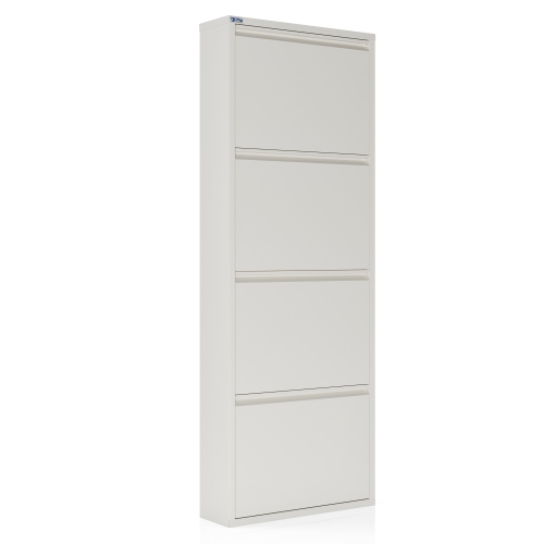 AYK 4-Door metal shoe cabinet - white