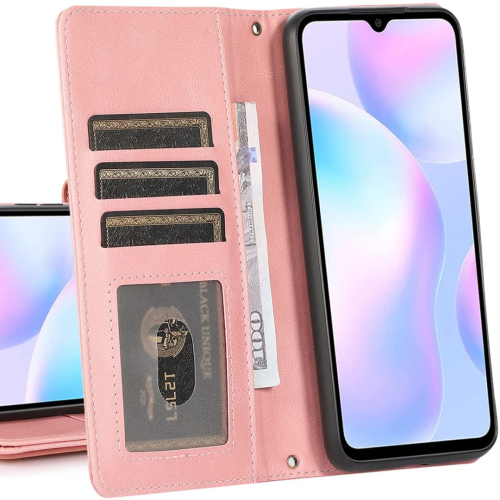 Étui portefeuille en cuir magnétique étui-portefeuille rabat en cuir antichoc avec 9 fentes pour cartes de crédit pour iPhone 14 PRO MAX