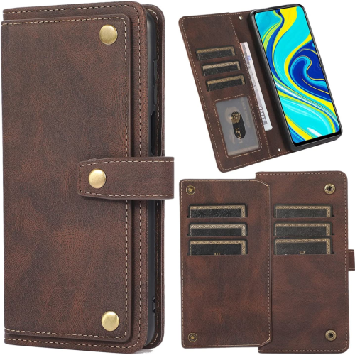 Étui portefeuille en cuir magnétique étui-portefeuille rabat en cuir antichoc avec 9 fentes pour cartes de crédit pour iPhone 14 PRO MAX