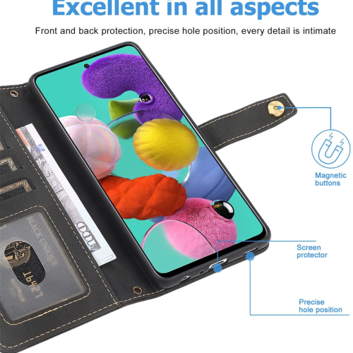 Étui portefeuille en cuir magnétique étui-portefeuille rabat en cuir antichoc avec 9 fentes pour cartes de crédit pour iPhone 14 PRO MAX