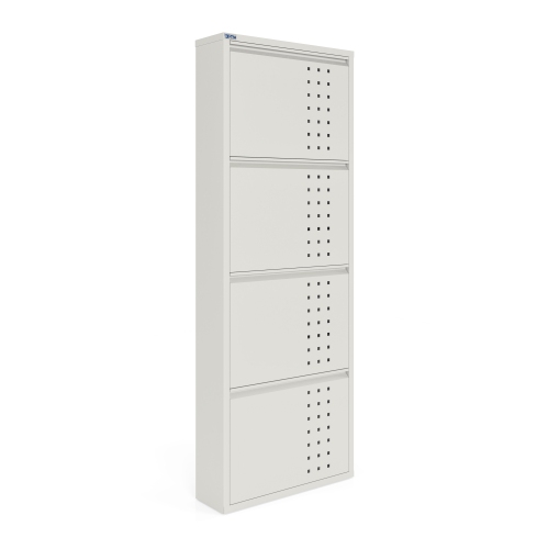 AYK 4-Door metal shoe cabinet with front ventilation - White