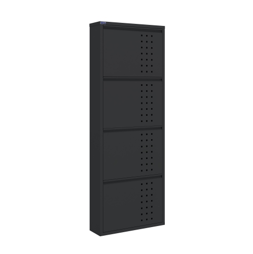 AYK 4-Door metal shoe cabinet with front ventilation - Dark Gray