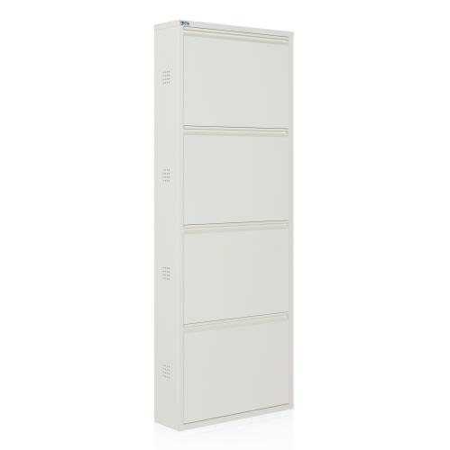 AYK 4-Door metal shoe cabinet with side ventilation - white