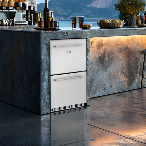 HCK 73 Cans 5.12 Cu. Ft. Dual Drawer Outdoor Stainless Steel Fridge Suitable For Residential And Commercial Use