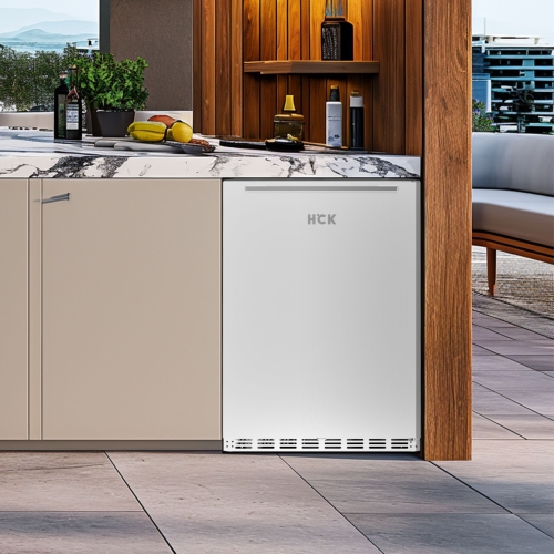 HCK 73 Cans 5.12 Cu. Ft. Outdoor Fridge With Stainless Steel Reversible Door And Removable Shelves Suitable For Residential And Commercial Use