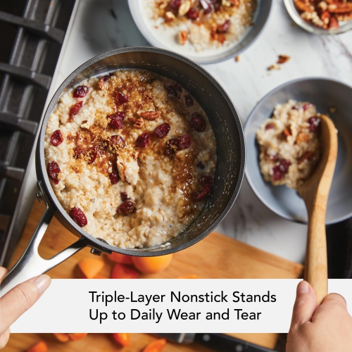 KitchenAid – casserole antiadhésive à induction à anodisation dure avec couvercle, 2 pintes, noir mat