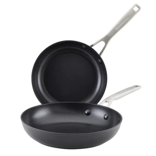 KitchenAid Hard-Anodized Induction Nonstick Frying Pan Set, 2-Piece, Matte Black