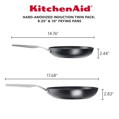 KitchenAid Hard-Anodized Induction Nonstick Frying Pan Set, 2-Piece, Matte Black