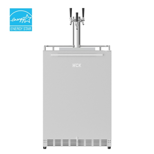 HCK 73 Cans 5.12 Cu. Ft. Outdoor Stainless Steel Fridge Built-In Beverage Refrigerator with Removable Shelves and Full Size Kegerator