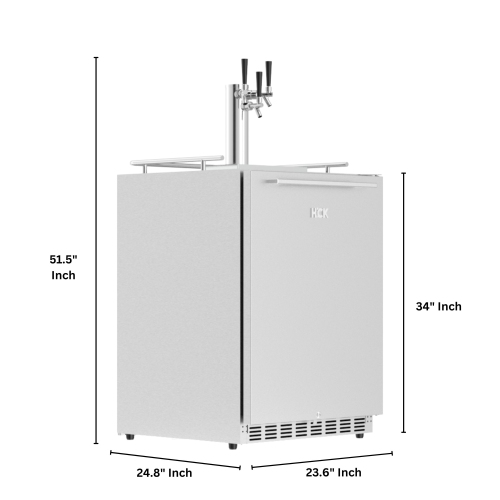 HCK 73 Cans 5.12 Cu. Ft. Outdoor Stainless Steel Fridge Built-In Beverage Refrigerator with Removable Shelves and Full Size Kegerator