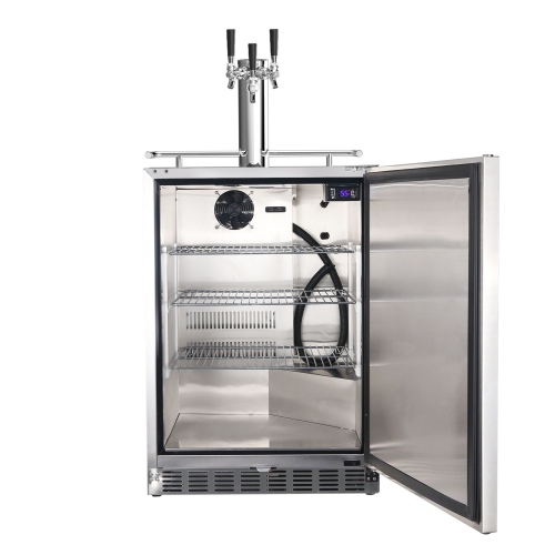 HCK 73 Cans 5.12 Cu. Ft. Outdoor Stainless Steel Fridge Built-In Beverage Refrigerator with Removable Shelves and Full Size Kegerator