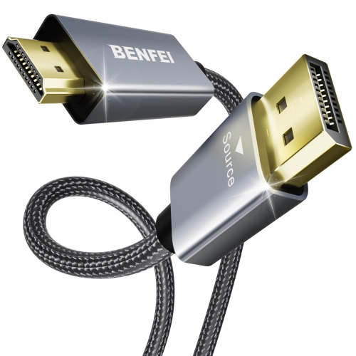 Câble externe en aluminium de 6 pi DisplayPort à HDMI 4K de BENFEI, câble tressé en nylon