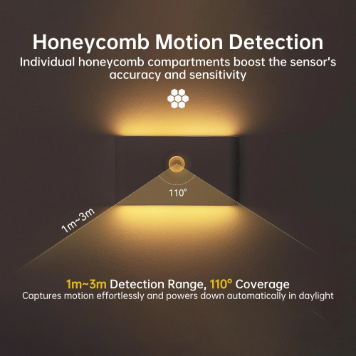 WENHOME Rechargeable Night Light with Dusk to Dawn & Motion Sensor, Warm White LED Light for Bedroom, Kitchen, Stairs, Hallway, 3 Pack