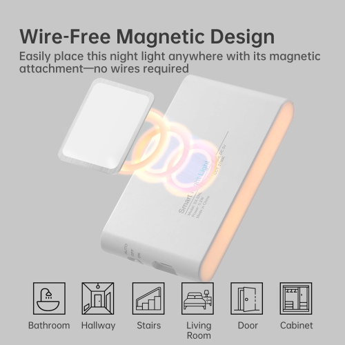 WENHOME Rechargeable Night Light with Dusk to Dawn & Motion Sensor, Warm White LED Light for Bedroom, Kitchen, Stairs, Hallway, 3 Pack