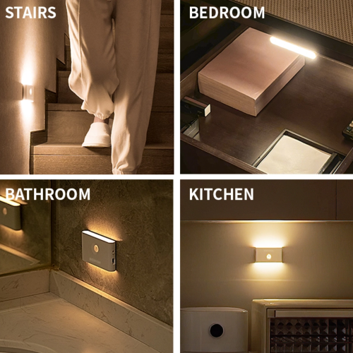 WENHOME Rechargeable Night Light with Dusk to Dawn & Motion Sensor, Warm White LED Light for Bedroom, Kitchen, Stairs, Hallway, 3 Pack