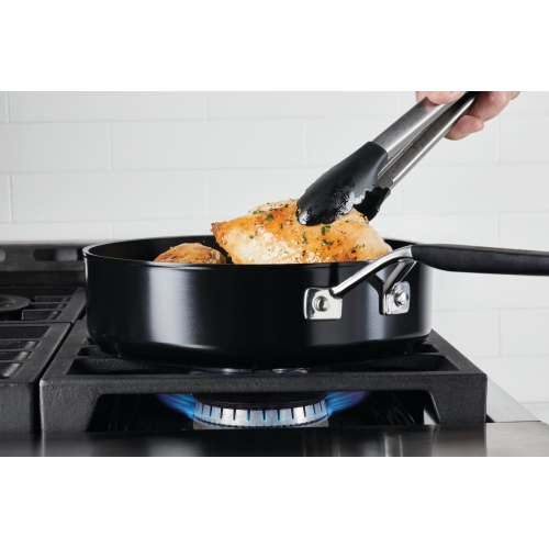KitchenAid Hard Anodized Nonstick Saute Pan with Lid, 3-Quart, Onyx Black