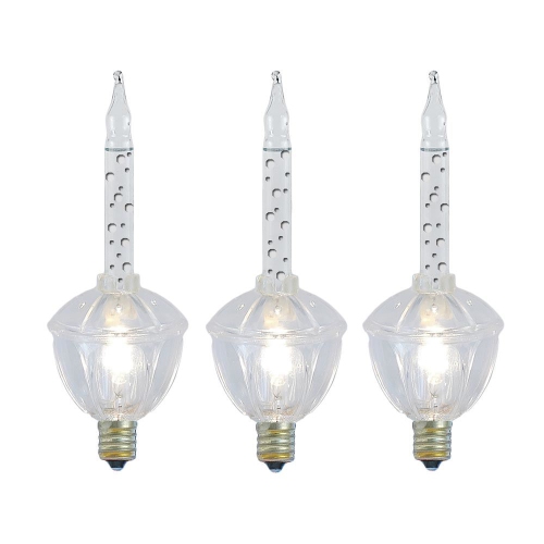 NOVELTY LIGHTS LLC  Novelty Lights Replacement Bubble Lights 3 Pack, Clear Liquid w Clear Bulbs And Bases, Vintage Glass Holiday Bulbs w Flowing
