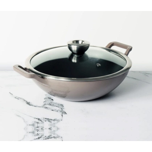 Meyer Enamel Cast Iron Kadai, 26cm, Grey