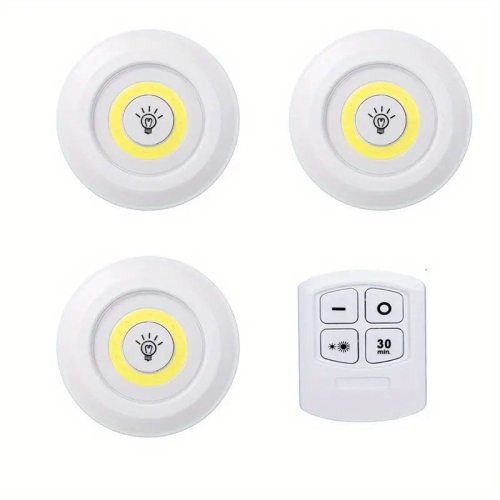 ISTAR  3PCs Smart Wireless Led Cob Night Light, With Touch Sensor Without Cable, Sticky Led Light, Battery Operated Portable Light