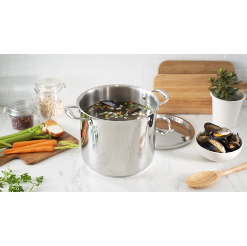 Meyer Accolade Stainless Steel 9L Stock Pot with cover, Made in Canada