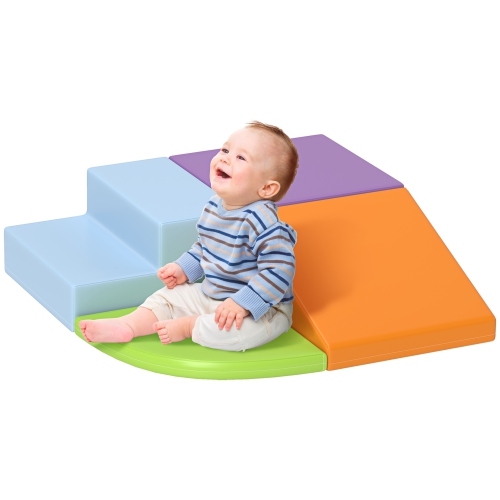 Qaba Crawl and Climb Foam Play Set Toddler Nugget 4 Pieces Lightweight Interactive Set for Climbing, Crawling, Sliding Play Zone for Baby Preschooler