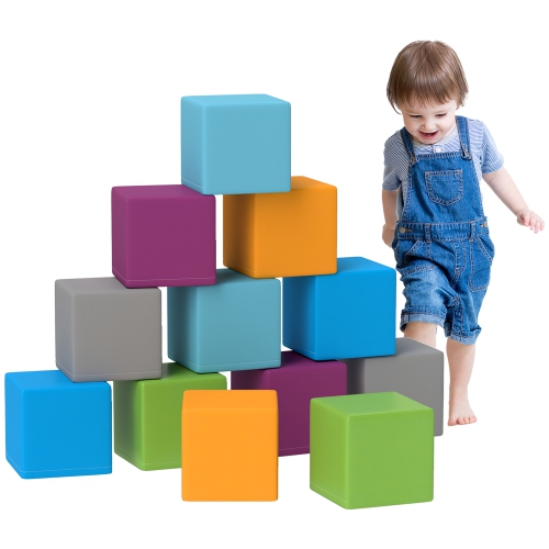 Soozier 12 Piece Foam Blocks, Soft Play Equipment for Kids, Climbing Toys for Toddlers, Safe Play Structures for Preschooler Baby Learning Developmen