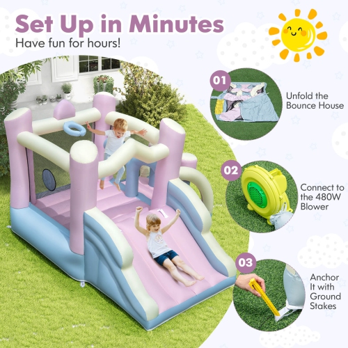 Niche rebondissante Macron Pastel avec panier de basketball coulissant 480&nbsp;W de Costway incluse