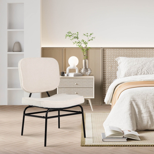 Costway 1 PCS Upholstered Accent Chair with Sponge Padding Adjustable Foot Pads & Metal Frame