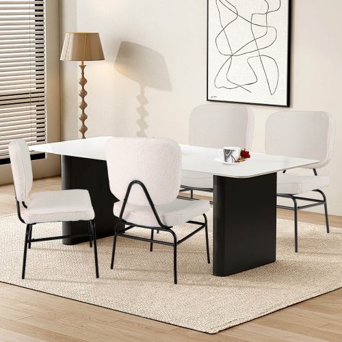 Costway 1 PCS Upholstered Accent Chair with Sponge Padding Adjustable Foot Pads & Metal Frame