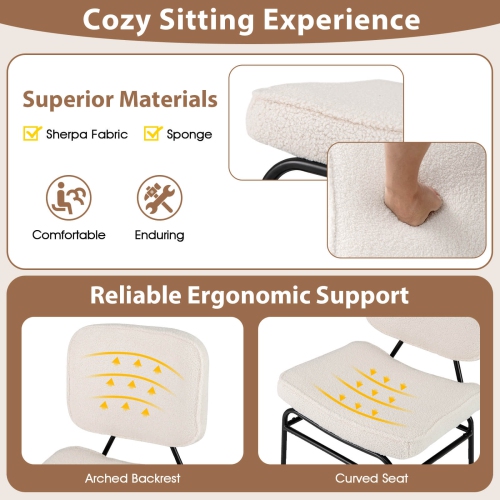 Costway 1 PCS Upholstered Accent Chair with Sponge Padding Adjustable Foot Pads & Metal Frame