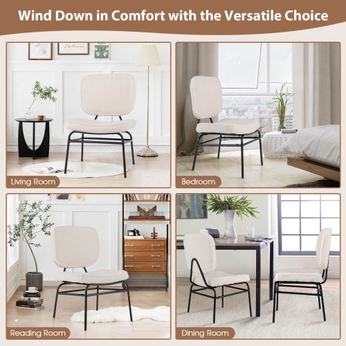 Costway 1 PCS Upholstered Accent Chair with Sponge Padding Adjustable Foot Pads & Metal Frame