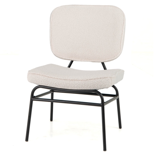 Costway 1 PCS Upholstered Accent Chair with Sponge Padding Adjustable Foot Pads & Metal Frame