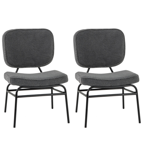Image 1 of 8.. Costway 2 PCS Upholstered Accent Chair with Sponge Padding Adjustable Foot Pads & Metal Frame