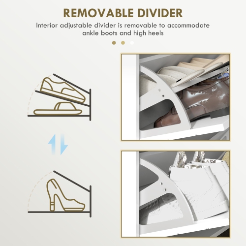 HOMCOM Narrow Shoe Cabinet with 4 Flip Drawers, Shoe Storage Cabinet with Adjustable Shelves, Hairpin Legs and 4 Vents for Hallway, Entryway, Holds