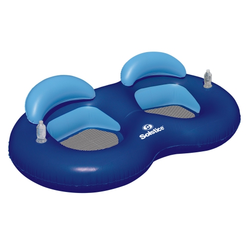 POOL CENTRAL  83.5" Recliner Duo Ring Swimming Pool Float With Cup Holders In Blue