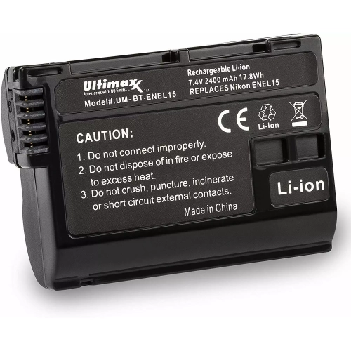 ULTIMAXX Travel Charger + Replacement Battery for Nikon ENEL15 - 2400 mah