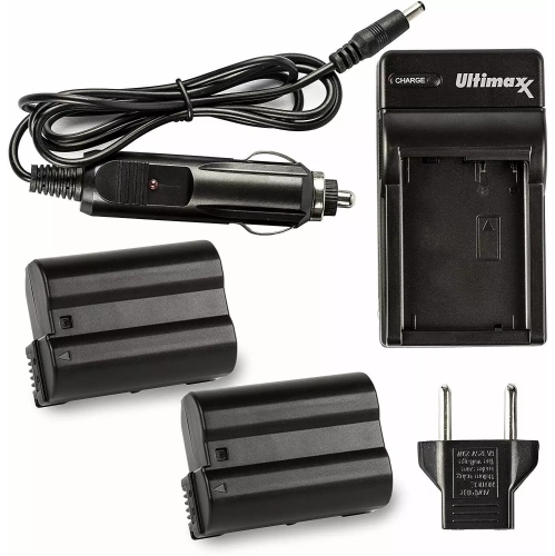 ULTIMAXX Travel Charger + Replacement Battery for Nikon ENEL15 - 2400 mah