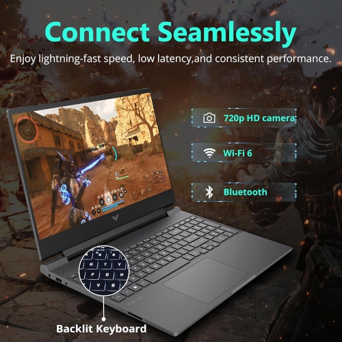 HP Victus 15.6" FHD 144Hz Gaming Laptop, AMD Ryzen 5-7535HS, 2TB PCIe SSD, 64GB RAM, AMD Radeon RX 6550M, Backlit Keyboard, Windows 11 Home, Silver,