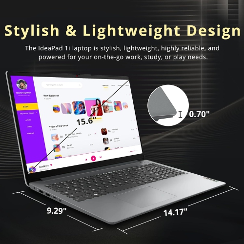 Lenovo IdeaPad 1i 15.6" FHD Business Laptop, Intel i5-1235U, 1.28TB Storage, 16GB RAM, Intel Iris Xe Graphics, Numeric Keypad, Win 11 Home, Gray