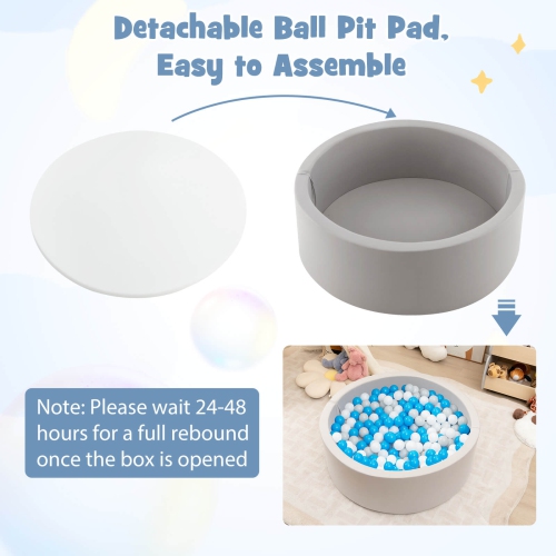 Costway 35.5" x 12" Soft Round Ball Pool for Toddlers & Baby with 200 Ocean Balls