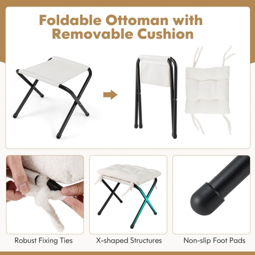 Costway Lazy Sofa Chair Accent Leisure Armchair with Folding Footrest & Storage Pocket