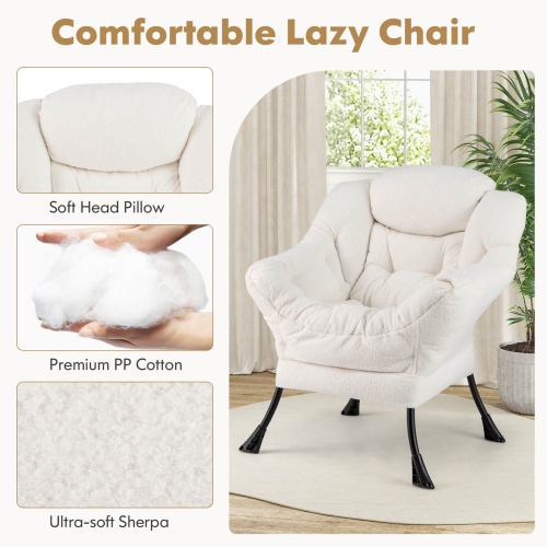 Costway Lazy Sofa Chair Accent Leisure Armchair with Folding Footrest & Storage Pocket