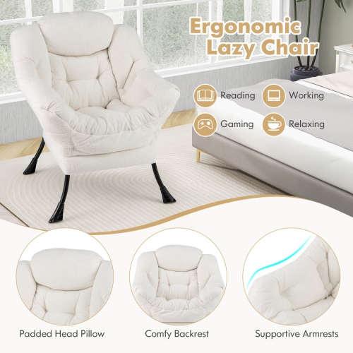 Costway Large Lazy Chair with Cozy Head Pillow Stylish Tufted Back & Seat Armrests