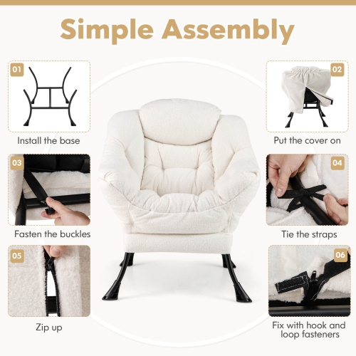 Costway Large Lazy Chair with Cozy Head Pillow Stylish Tufted Back & Seat Armrests